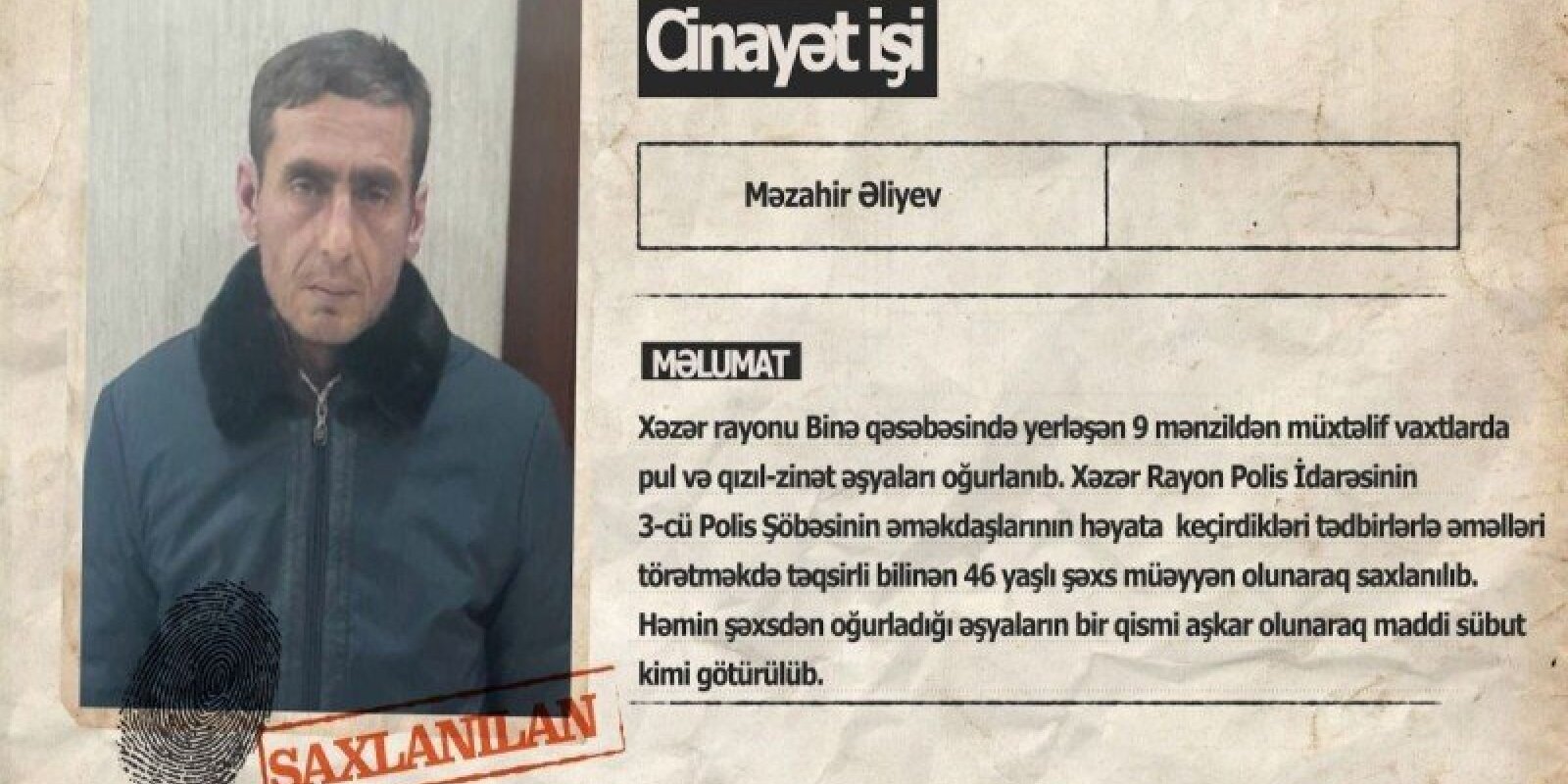 9 mənzildən oğurluq etdi: həbs edildi - VİDEO